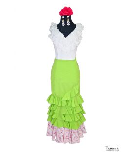 blouses et jupes de flamenco en stock livraison immédiate - Vestido de flamenca TAMARA Flamenco - Jupe flamenca Taille 36 - Pistacho