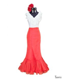 faldas y blusas flamencas en stock envío inmediato - Vestido de flamenca TAMARA Flamenco - Falda flamenca Talla 34 - Arenal Coral