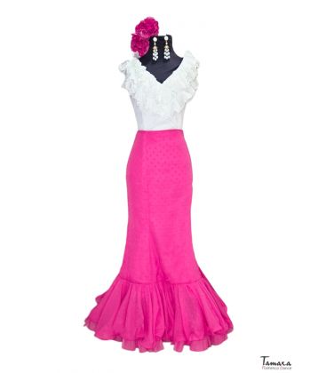 faldas y blusas flamencas en stock envío inmediato - Vestido de flamenca TAMARA Flamenco - Falda flamenca Talla 46 - Arenal Fuxia