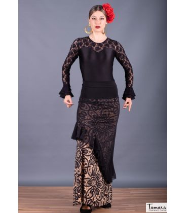 faldas flamencas mujer en stock - Falda Flamenca TAMARA Flamenco - Falda Carmencita - Tul y Punto elástico Estampado (En Stock)