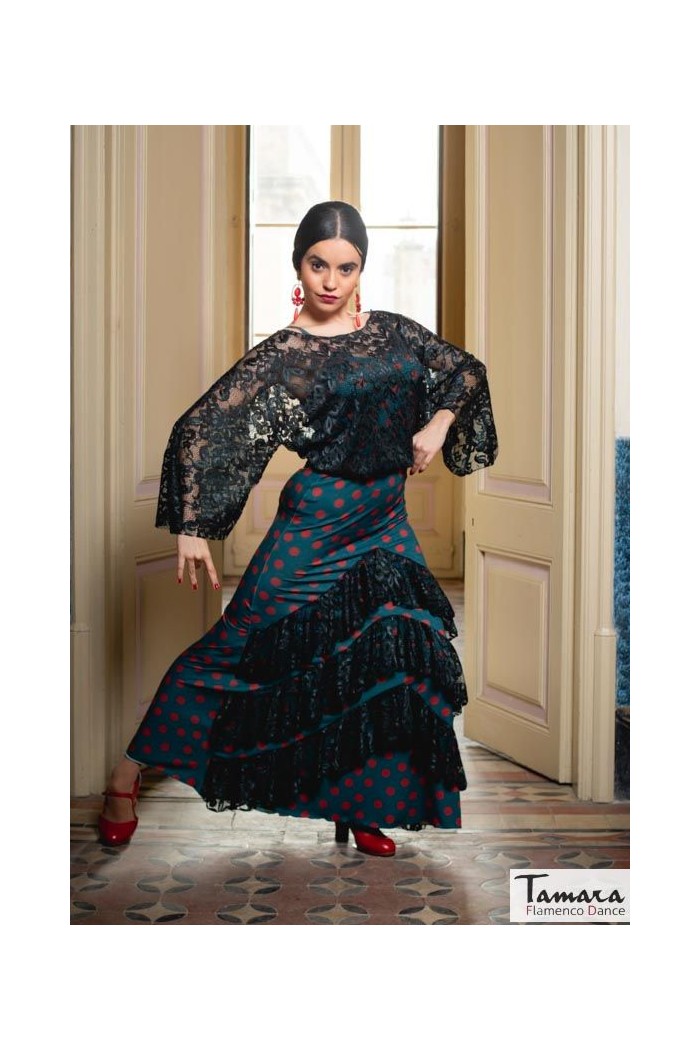 Jupes flamenco FEMME modèle Jupe flamenco Santafe - Tricot élastique 