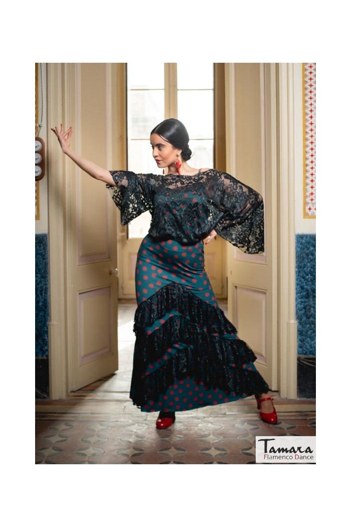 Jupes flamenco FEMME modèle Jupe flamenco Santafe - Tricot élastique 