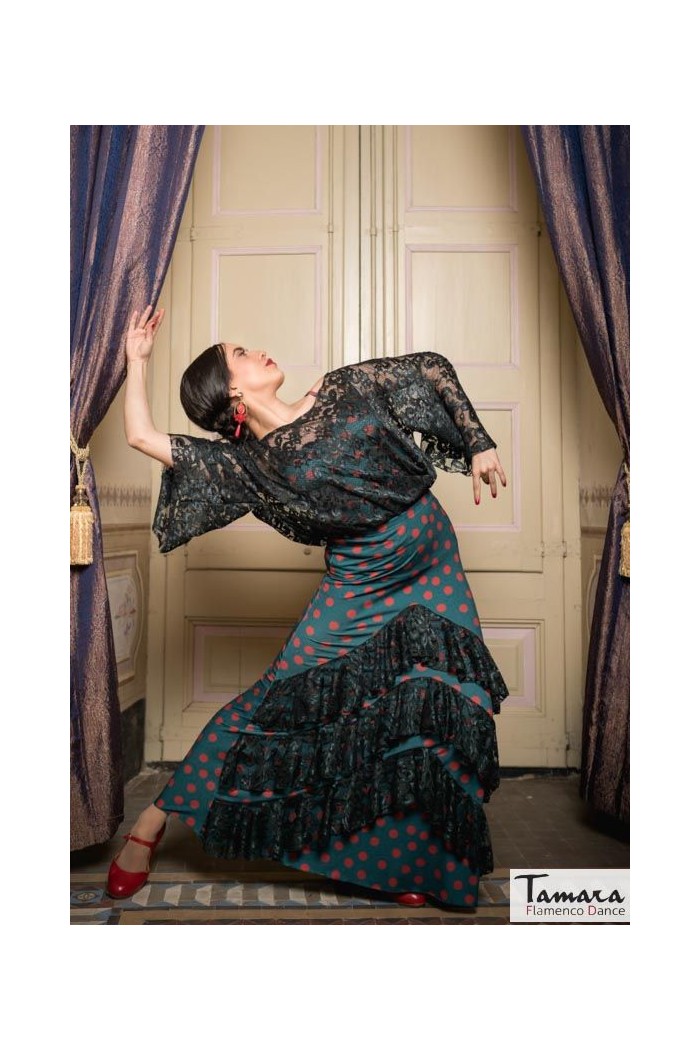 Jupes flamenco FEMME modèle Jupe flamenco Santafe - Tricot élastique 