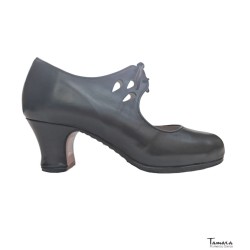 Zapatos de flamenco Profesionales Tamara modelo Zapatos de flamenco Jaleo - Negro - Piel - Mismo material y color - Carrete 6cm - Ancho especial Negro