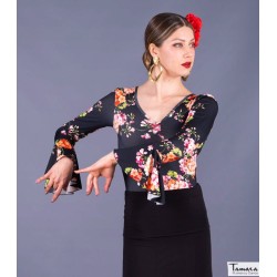 Maillot, body et haut de flamenco FEMME modèle Body Celia - Tricot élastique Empreinte Imprimé floral coloré