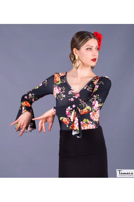 Body/Camiseta flamenca MUJER modelo Body Celia - Punto elástico Estampado Estampado floral colorido