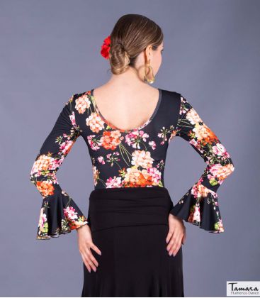 bodycamiseta flamenca mujer en stock - Maillots/Bodys/Camiseta/Top TAMARA Flamenco - Body Celia - Punto elástico Estampado (En Stock)