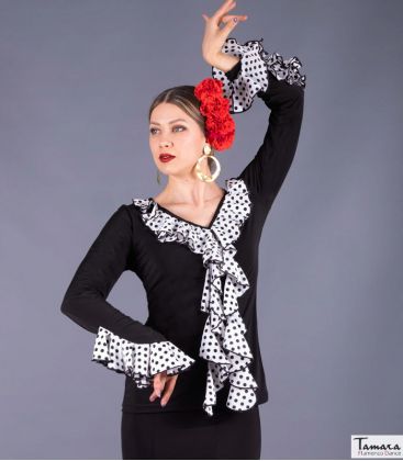 bodycamiseta flamenca mujer en stock - - T-shirt Tarifa petit points - Viscose y crep (En Stock)