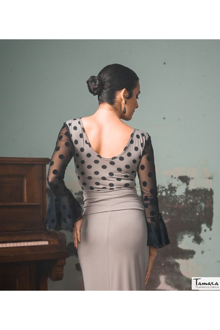  Body/Camiseta flamenca MUJER model Cautin body - Elastic knit Green black polka dot