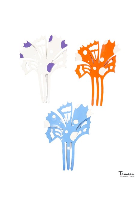  Flamenco Combs model Flamenco comb Design 27Polka-dots - Pasta 17x11.5 cm Orange