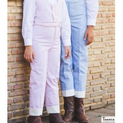 Costume andalou - EN STOCK modèle Pantalons 500 rayures - Avec revers Enfants Rosa - 500 Lineas