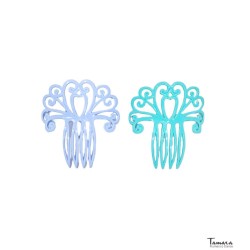 Peignes flamenco modèle Peigne flamenco Design 36 - Plastique 8.5 x 9 cm Bleu clair