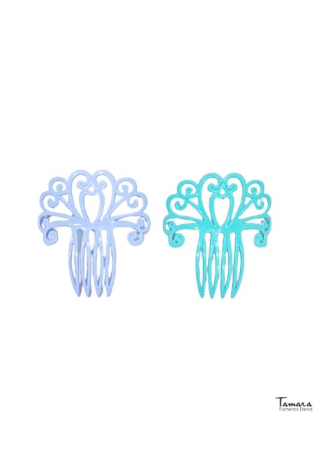 Peignes flamenco modèle Peigne flamenco Design 36 - Plastique 8.5 x 9 cm Bleu clair
