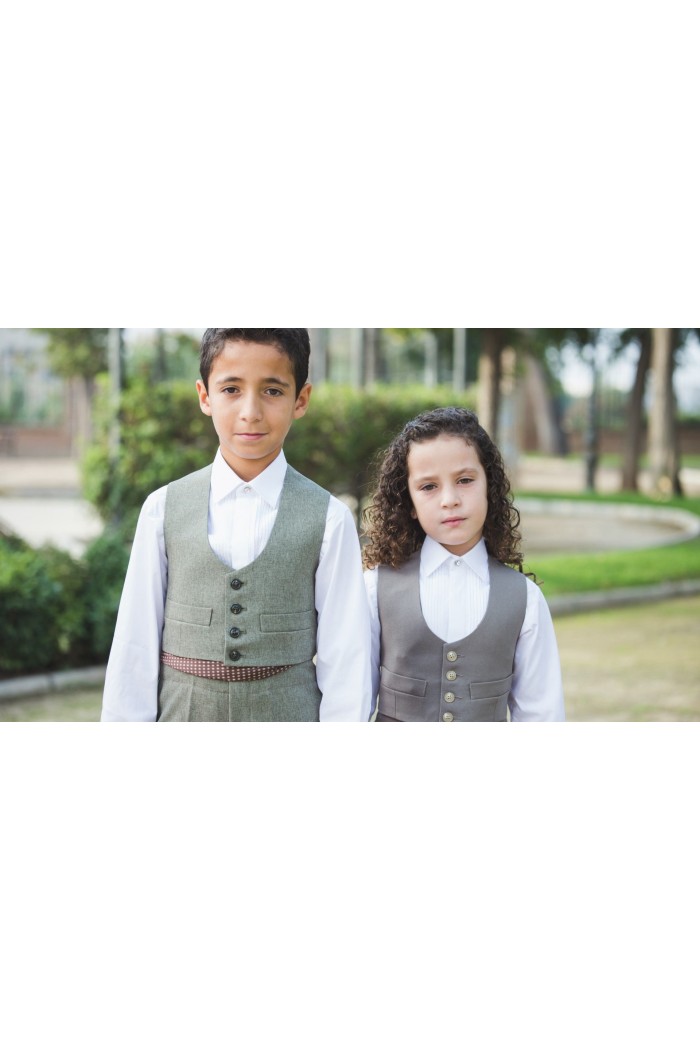 Trajes corto Andaluz - EN STOCK modelo Chaleco campero bailaor Liso - Infantil Blanco con flores