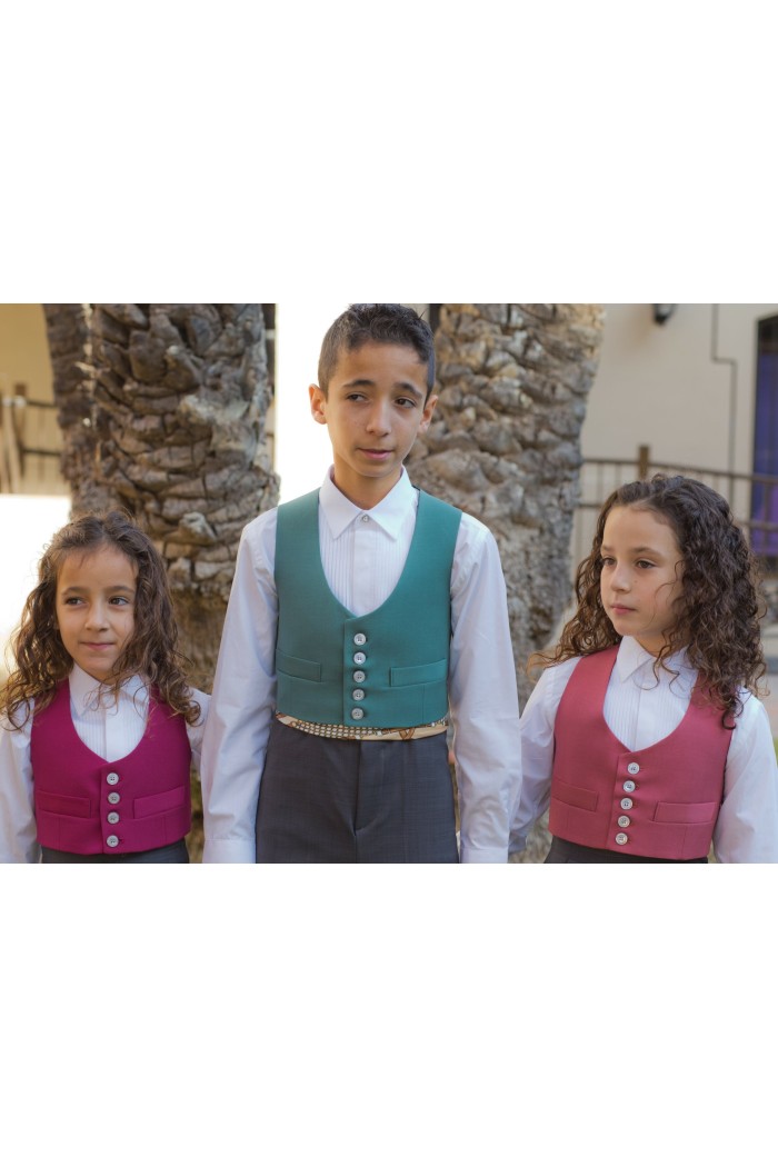 Costume andalou - EN STOCK modèle Gilet danseuse flamenco unicolore - Kids Blanc avec fleurs