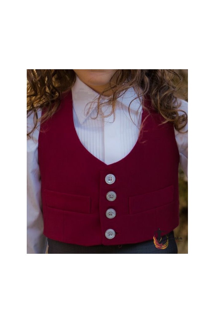 Costume andalou - EN STOCK modèle Gilet danseuse flamenco unicolore - Kids Bordeaux