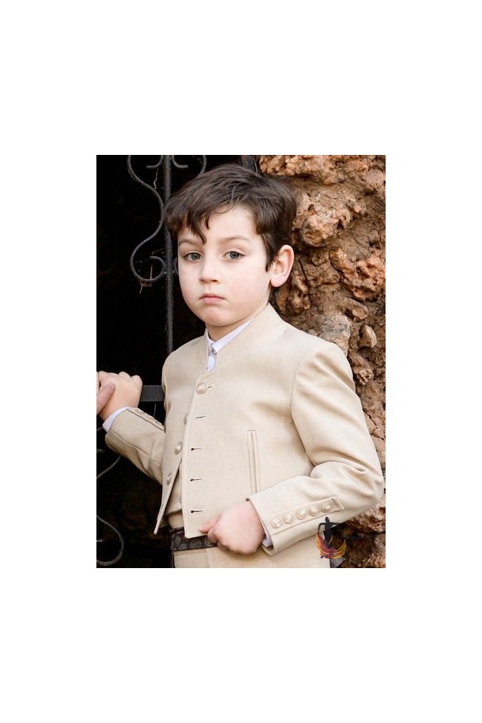Costume andalou - EN STOCK modèle Veste Campero/Andalusian Rider/Venenciador/Danseur flamenco Enfants Beige