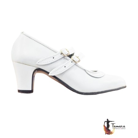Flamenco training shoes model Flamenco shoes Semiprofessional Basic - Leather White