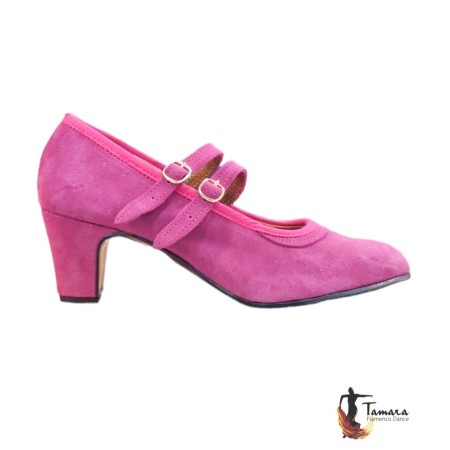 Chaussures de flamenco pour la pratique modèle Chaussures de flamenco Semi-professionnelle basique - Daim Fushia