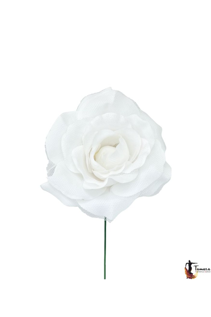  Flowers - Flamenco model Flamenca Flower with Tul - 14 cm Andalusian green