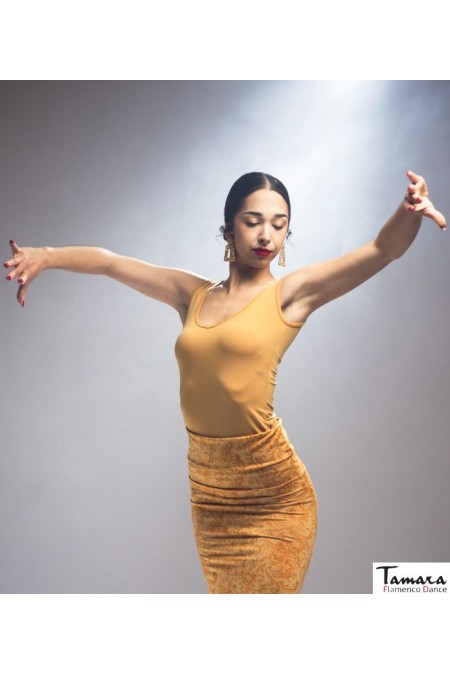 Maillot, body et haut de flamenco FEMME modèle T-shirt Umbria - Tricot élastique Noir