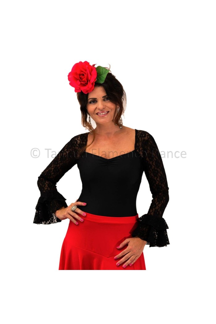  Body/Camiseta flamenca MUJER model Romance Body - Lycra and lace Black