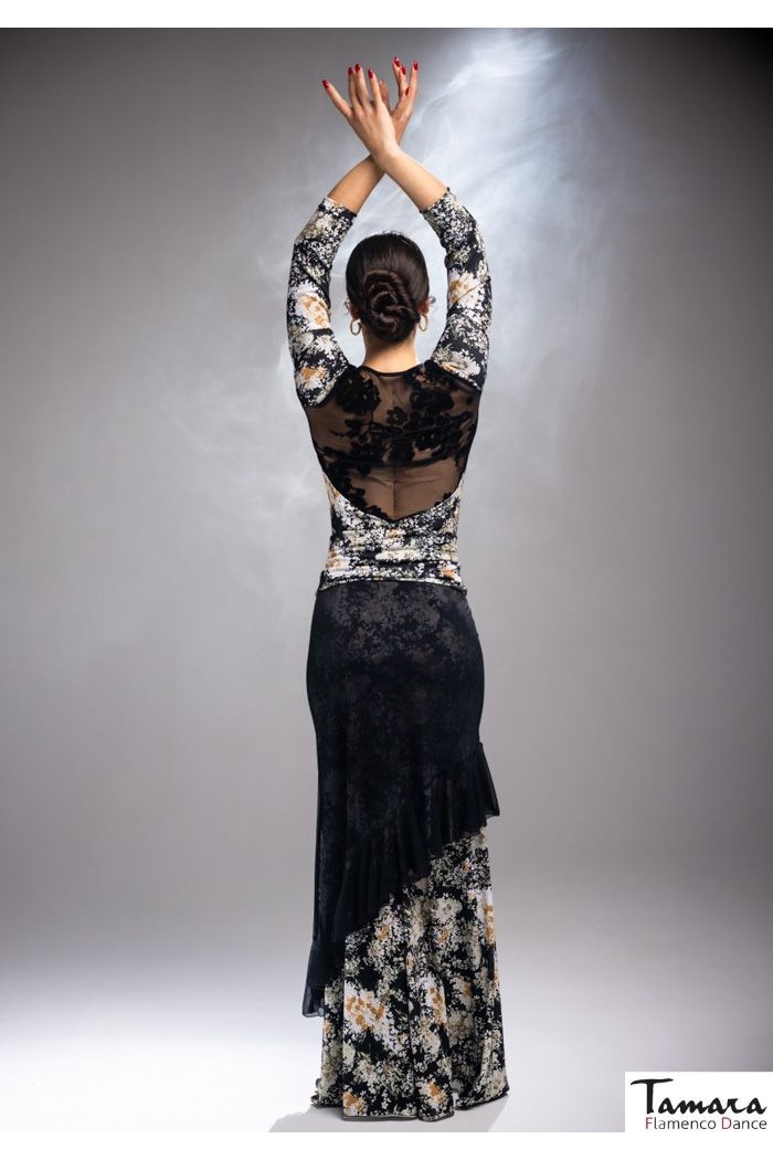 Maillot, body et haut de flamenco FEMME modèle Body Tierra - Tricot élastique Empreinte Imprimé floral coloré