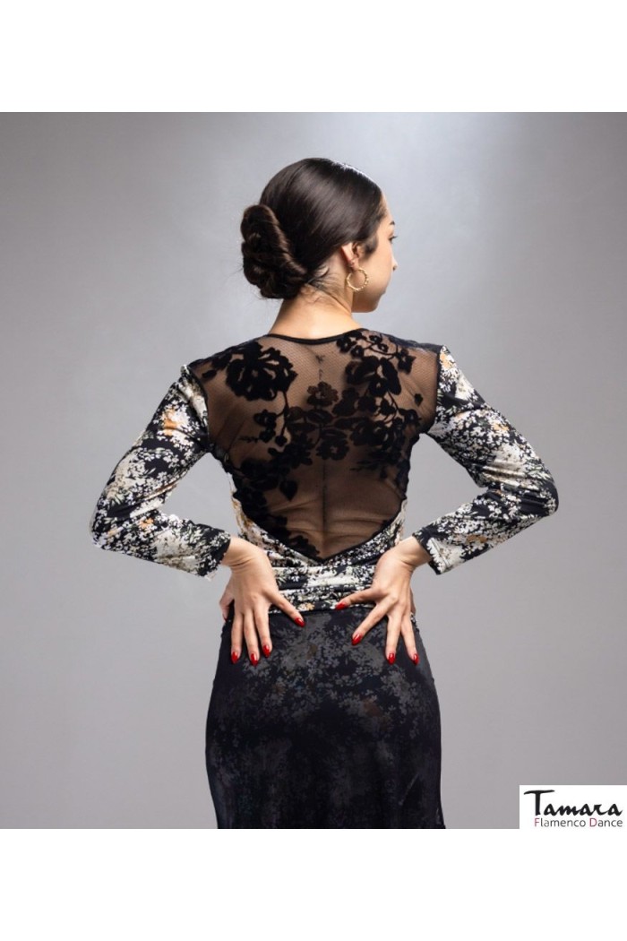 Maillot, body et haut de flamenco FEMME modèle Body Tierra - Tricot élastique Empreinte Imprimé floral coloré