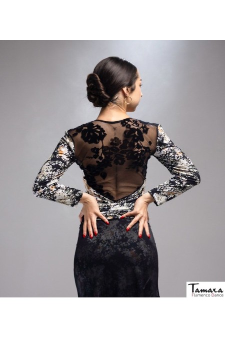 Maillot, body et haut de flamenco FEMME modèle Body Tierra - Tricot élastique Empreinte Imprimé floral coloré