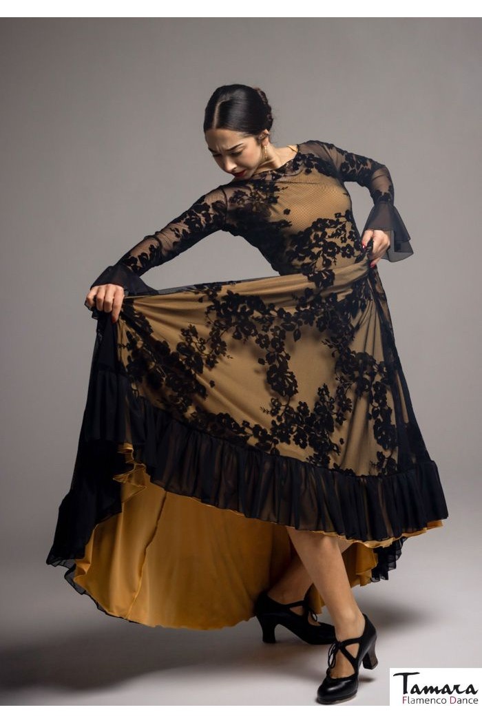 Robes flamenco FEMME modèle Robe Raiz - Tulle extensible et velours 