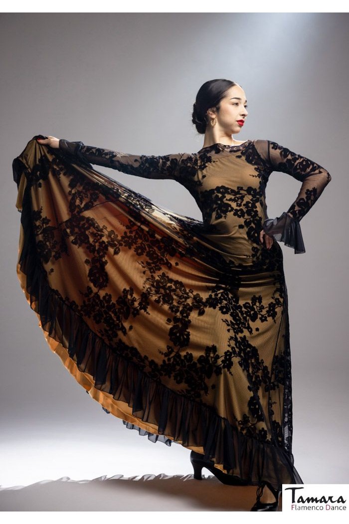 Robes flamenco FEMME modèle Robe Raiz - Tulle extensible et velours 