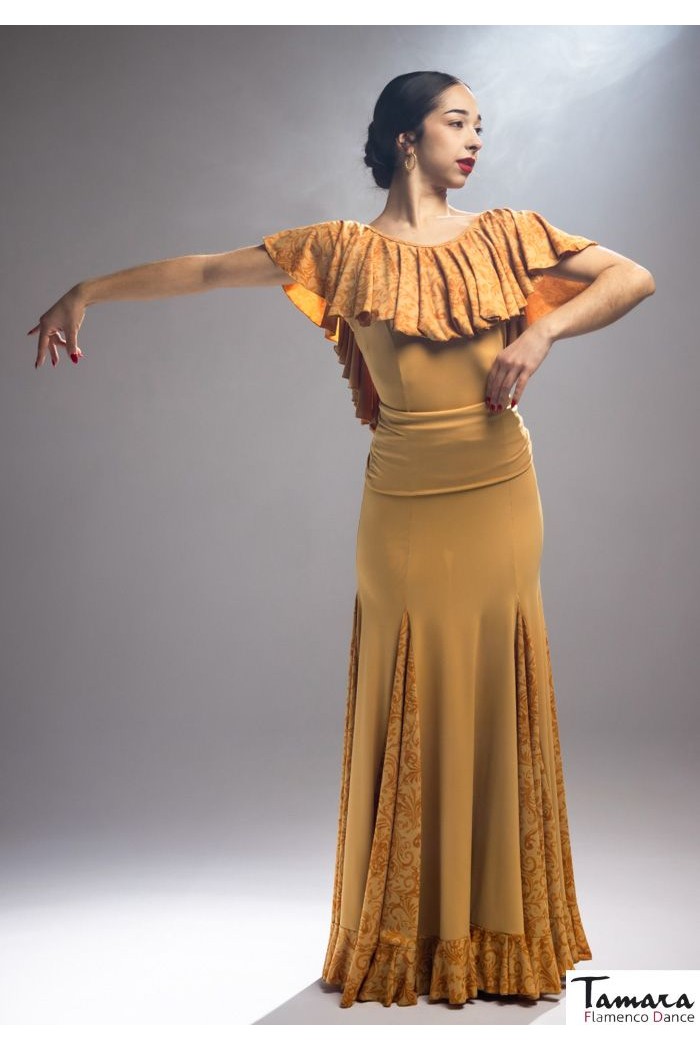 Maillot, body et haut de flamenco FEMME modèle T-shirt Luminis - Tricoté élastique Imprimé floral coloré