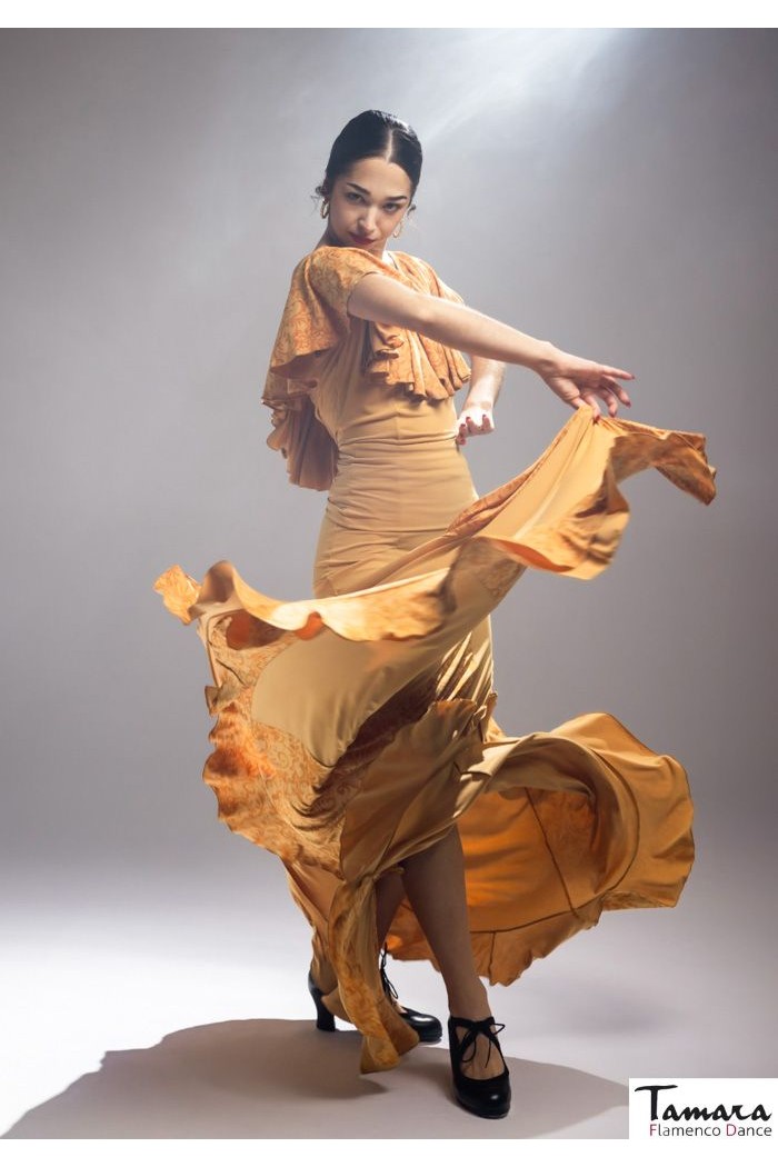 Maillot, body et haut de flamenco FEMME modèle T-shirt Luminis - Tricoté élastique Imprimé floral coloré