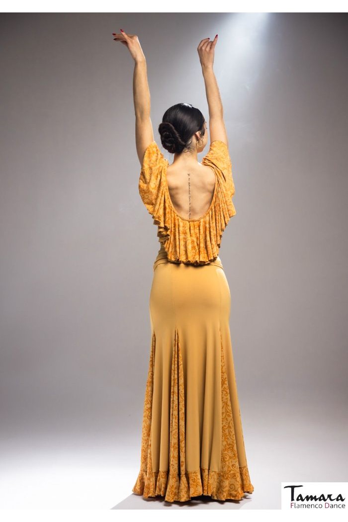 Maillot, body et haut de flamenco FEMME modèle T-shirt Luminis - Tricoté élastique Imprimé floral coloré