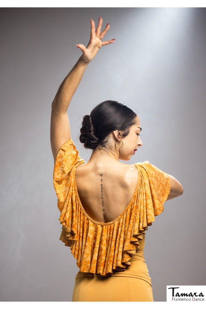 Maillot, body et haut de flamenco FEMME modèle T-shirt Luminis - Tricoté élastique Imprimé floral coloré