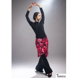 Jupes flamenco FEMME modèle Jupe flamenco Jupe-Pantalon Niebla - Tricot élastique Bordeaux à pois noir 