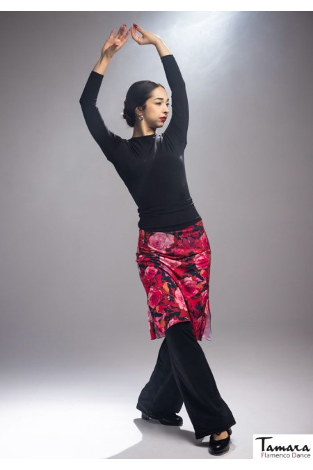 Faldas flamencas MUJER modelo Falda flamenco Falda-Pantalon Niebla - Punto elástico Burdeos lunar negro 