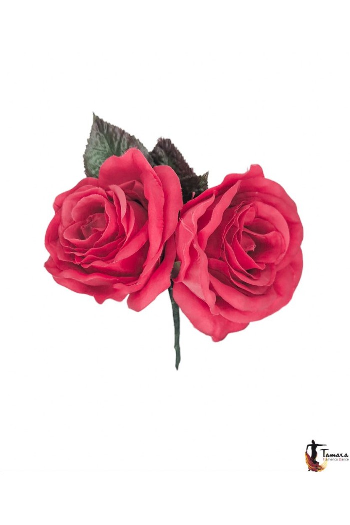 Fleurs de flamenco (pour cheveux) modèle Couple de roses flamenca Rouge