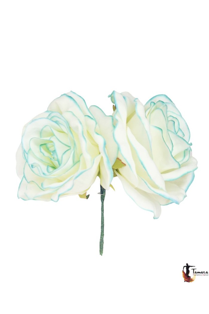  Flowers - Flamenco model Pair of Roses flamenca Verde Agua