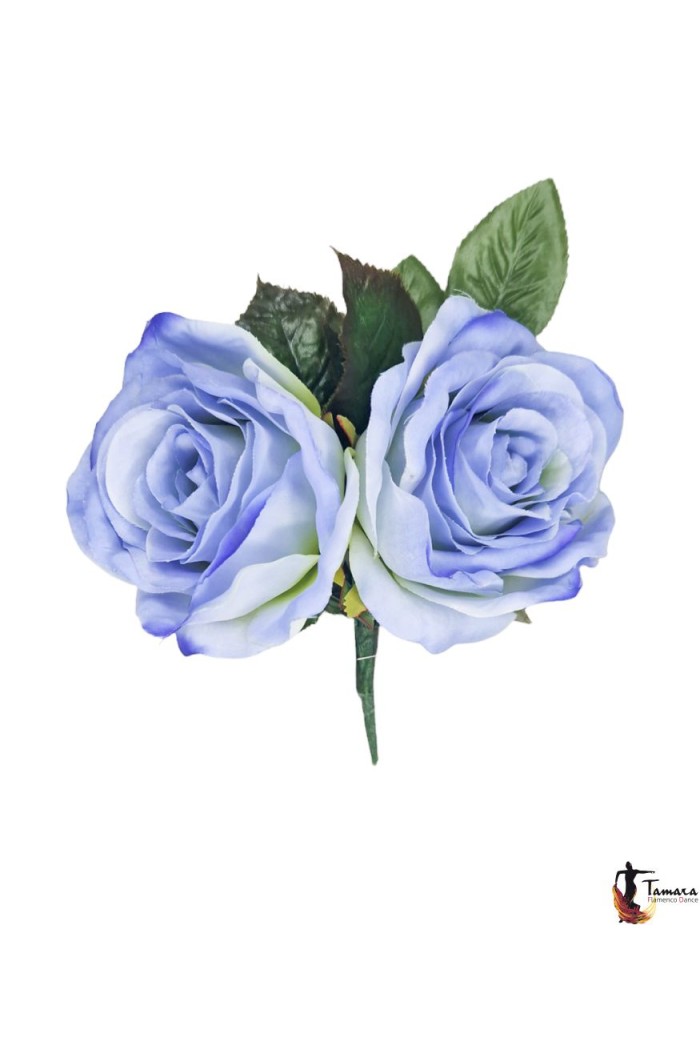Fleurs de flamenco (pour cheveux) modèle Couple de roses flamenca Bleu (Aznar)