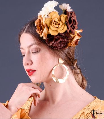 boucles d oreilles de flamenco en stock - - Bagues artisanales en métal doré
