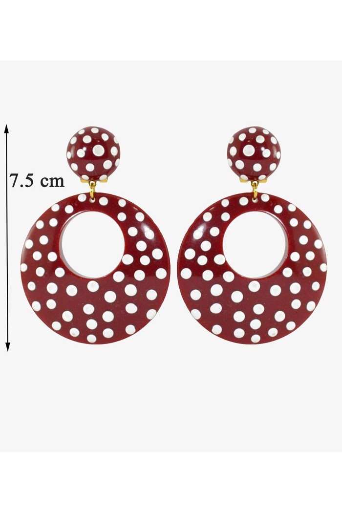  Flamenco earrings model Flamenco Earrings - White Polka Dots 5.5 cm Mustard