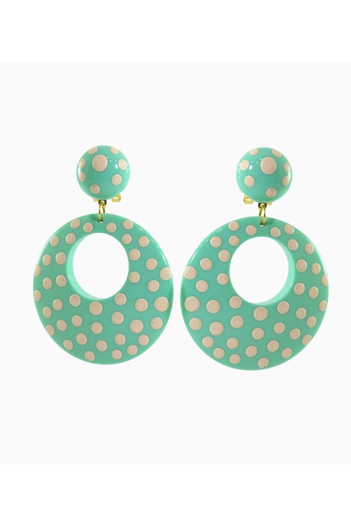  Flamenco earrings model Flamenco Earrings - White Polka Dots 5.5 cm Mustard