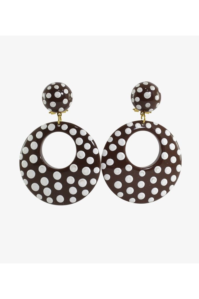  Flamenco earrings model Flamenco Earrings - White Polka Dots 5.5 cm Mustard
