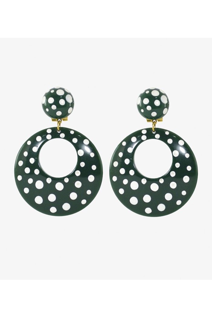  Flamenco earrings model Flamenco Earrings - White Polka Dots 5.5 cm Mustard