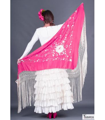 triangular embroidered manila shawl by order - - Roma Shawl Ivory Fringe - Ivory Embroidered
