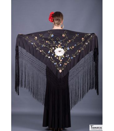 triangular embroidered manila shawl by order - - Roma Shawl - Embroidery in earth tones