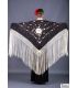 triangular embroidered manila shawl by order - - Roma Shawl Ivory Fringe - Embroidery Earth and gold