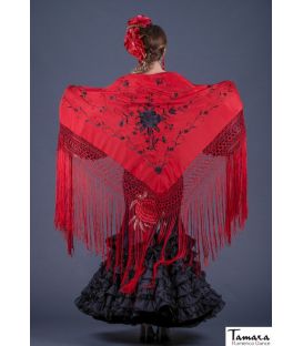 triangular embroidered manila shawl by order - - Roma Shawl - Black Embroidered