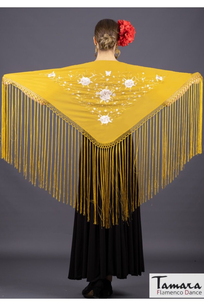 Mantoncillo bordado flamenca modelo Mantoncillo Florencia - Bordado Tierra y oro Negro
